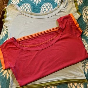 American Rag- Light blue with green accents.  Burgundy with orange accents.